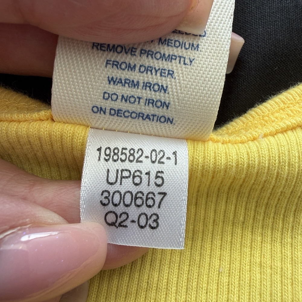 VTG Y2K Old Navy Womens Embroidered Strawberry Ribbed Lace Up Tank Size M Yellow - Picture 12 of 13